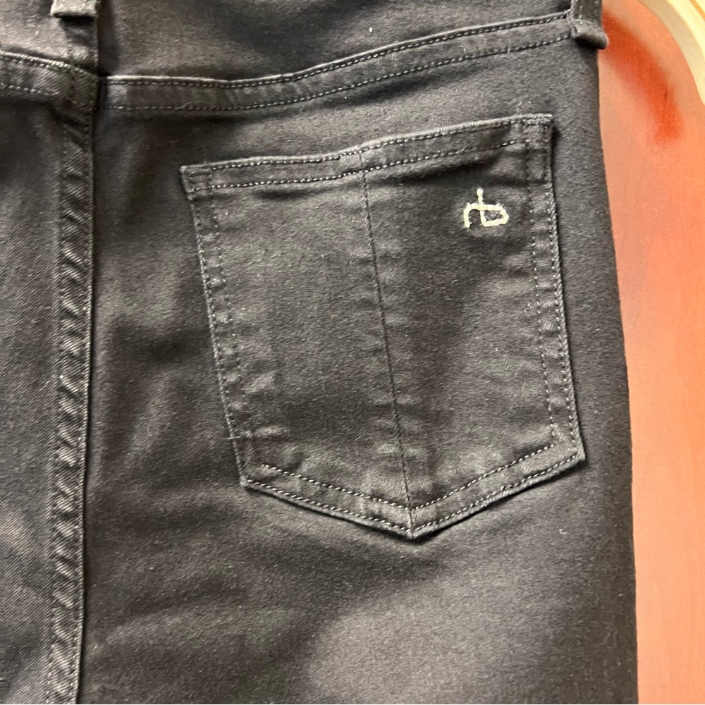 Rag And Bone High Rise Legging Size 26 Black Stretch Denim Made In U.S.A. Dark - Picture 10 of 11